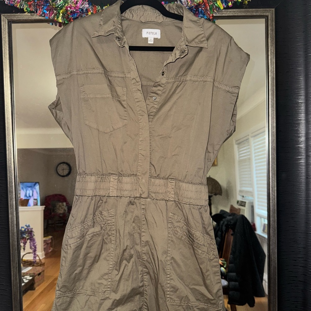 Pistola Tan Cap Sleeve Dress Casual